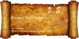 Kvasz Sándor névjegykártya